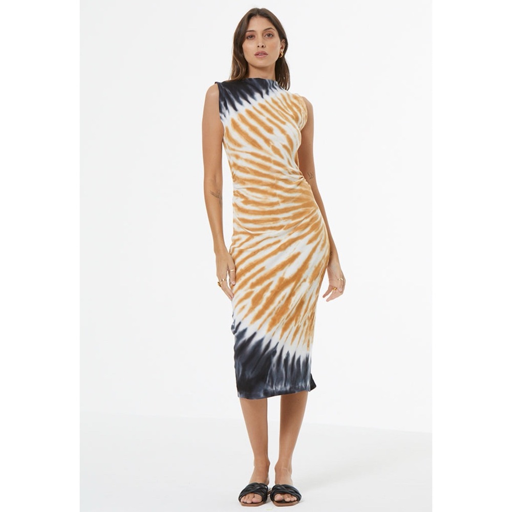 Young Fabulous & Broke Jodie Tie Dye Midi Dress Maximalist Boho Vibes